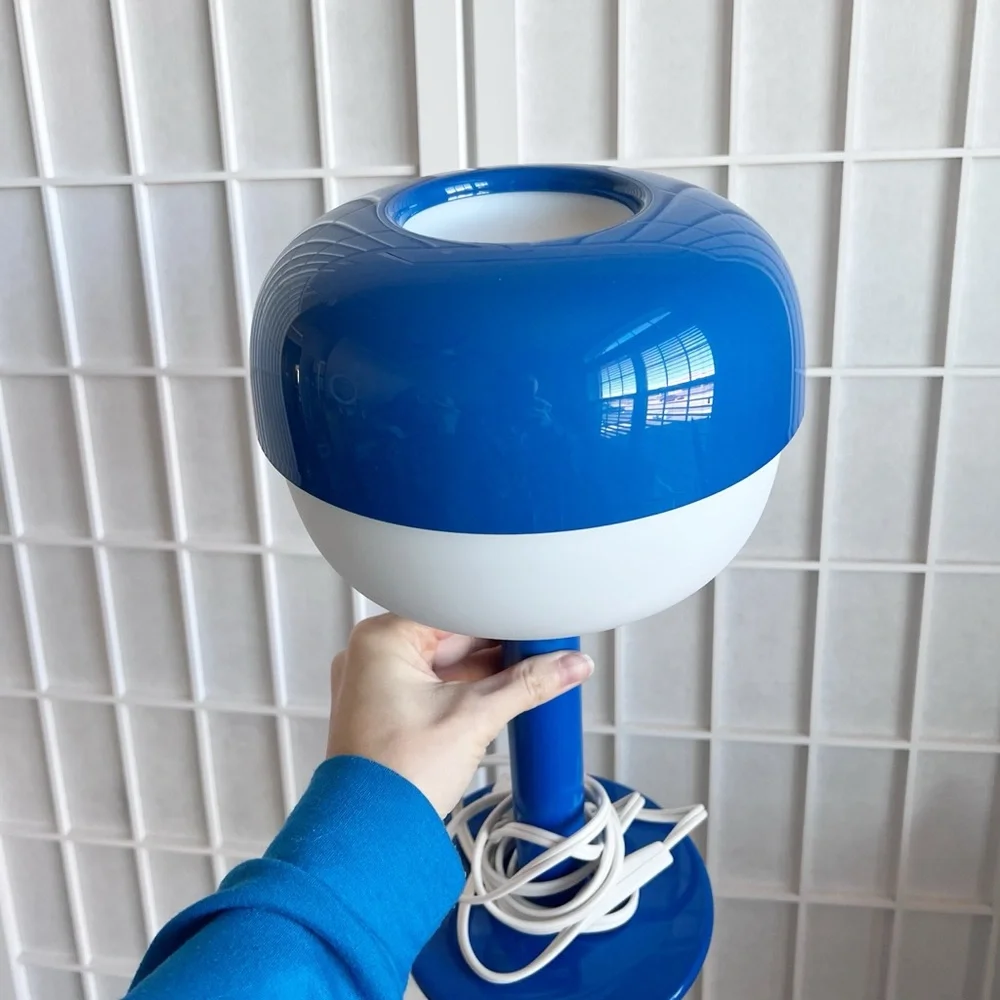 IKEA Blasverk Table Lamp in Bright Blue and White